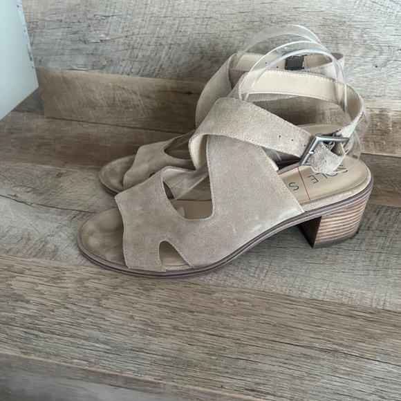 Sole Society suede block heeled sandals 9.5 - Picture 3 of 6